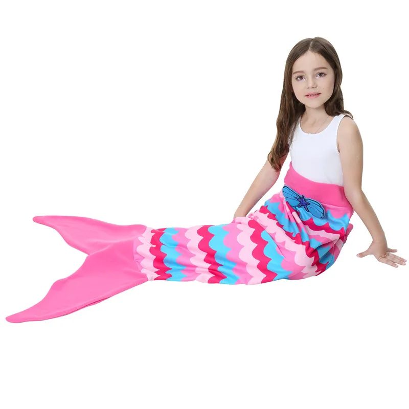 

Kid Mermaid Fleece Sleeping Bag Mermaid Tail Blanket in Camping Outdoor Indoor Activities Keep Warm