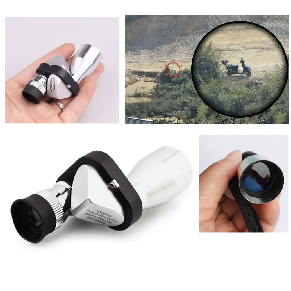 

Mini Pocket Magnifiers 8x20 HD Corner Optical Monocular Single Hole Telescope Eyepiece for Outdoor Wilderness Expedition tool