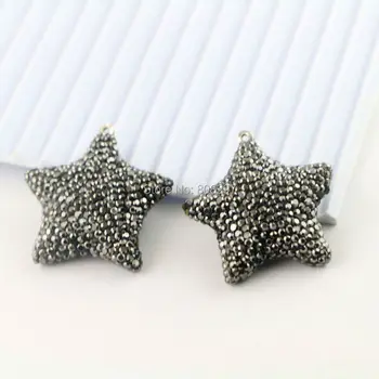 

8Pcs Crystal Rhinestone Paved Star Shape Gem stone Pendant, Jewelry Making For Women