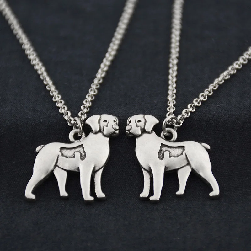 Pair Necklace Винтажное серебряное Brittany собака спаниеля Pet ожерелье с подвеской в стиле бохо цепочка из нержавеющей стали мужские уникальные ювелирные изделия лучшие друзья подарок любой - Окраска металла: Pair Necklace