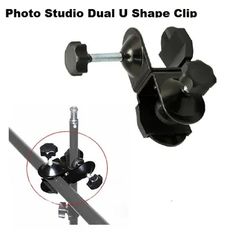 

Photo Studio Dual Double U Clip C Clamp Heavy Duty for Studio Camera Lighting Boom Arm light Stand