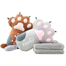 INS Popular Cartoon color Cat claw feather cushion Cute cartoon Pillow Contains warm sweater birthday/Xmas gift 50cm