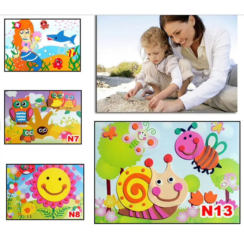 1 Pc 18.5cm*26cm DIY Handmade 3D Eva Foam Puzzle Sticker Self adhesive Eva Crafts Toys Learning