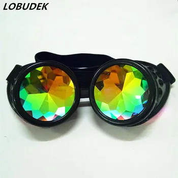 

Sparkly Crystals Glass Laser Glasses Round Sunglasses Men Women Punk Style Nightclub Dancer Singer Stage Performance Accessories