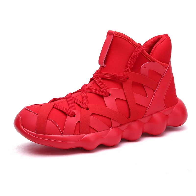 Keloch/ демисезонный осень-зима кроссовки Для мужчин Для женщин кроссовки с высоким берцем для занятий спортом, спортивная обувь размера плюс; большие размеры 36-47 унисекс кроссовки для ходьбы - Цвет: Red sneakers