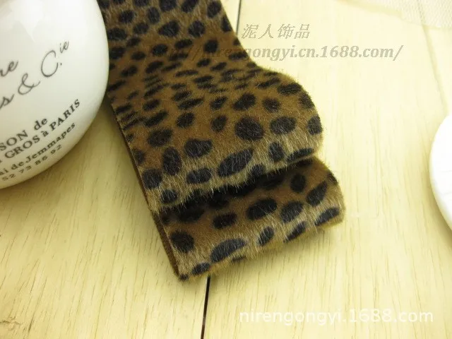 New Winter 591cm Leopard grain horsehair fabrics satin ribbon DIY Hair bowknot accessories material Satin Riband 5pcsLot_6