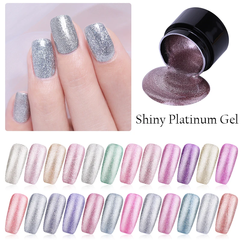 

LEMOOC Gel Nail Polish Set Shiny Platinum Nails Art For Manicure Poly UV Gel Lak UV Colors Top Base Coat Primer Hybrid Varnishes