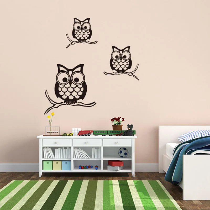 Three Owls Wall Stickers For Kids Bedroom Decoration Removable Vinyl
