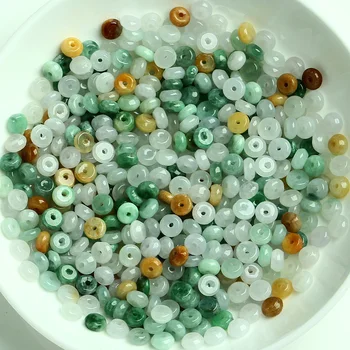 

Natural a cargo jade beads wholesale authentic Burma jade jade buckle - DIY parts - 50 pcs Jade