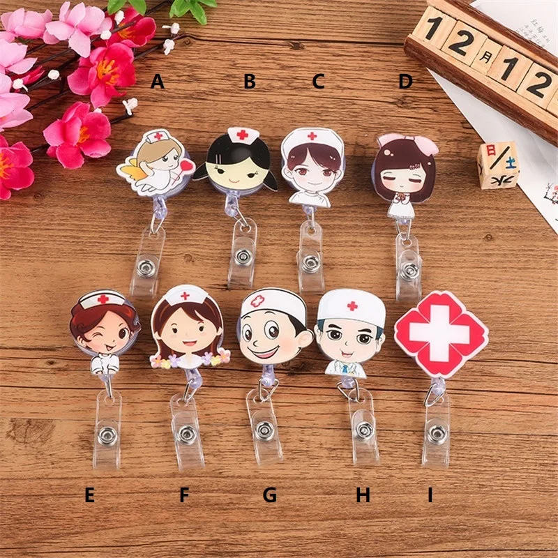 Retractable Badge Reel Nurse Lanyards ID Name Card Badge Holder Clip Doctor Student Holder