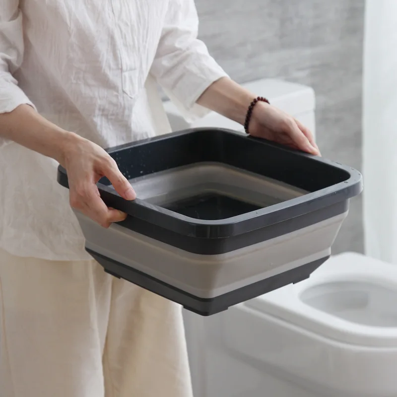 

Folding Washbasin Retractable Home Foot Hand Laundry Basin Portable Plastic Outdoor Water Storage Tool Kitchen Water Basin