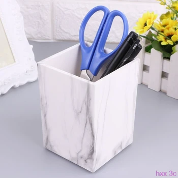 

Marble Desk Pen Pencil Holder Case Box Makeup Brush Office Organizer Stationery