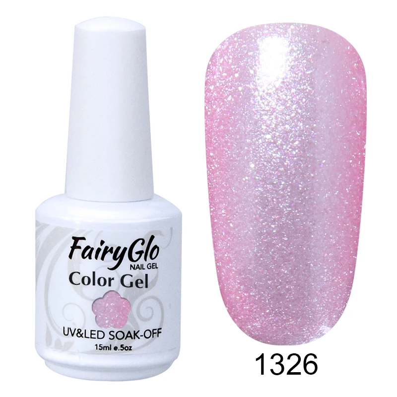 FairyGlo, 15 мл, гель для ногтей, чистый цвет, белая бутылка, замачивается, УФ-светодиодный, гибридный лак, Гель-лак, Гель-лак для ногтей, грунтовка, основа - Цвет: 1326