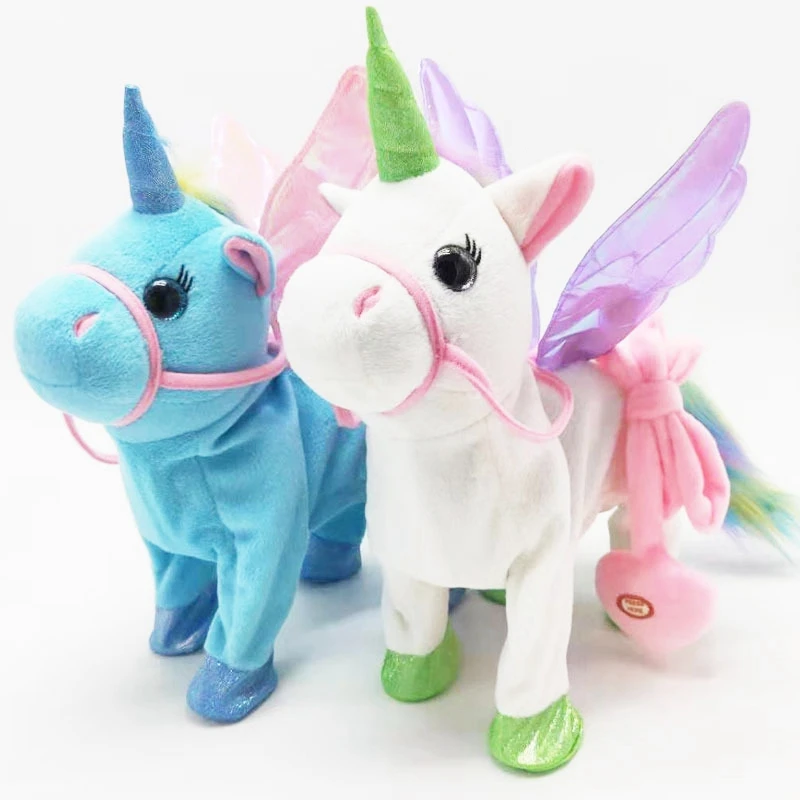 Единорог Peluche поводок Летающая лошадка с куклой Электрический пение и ходьба Kawaii