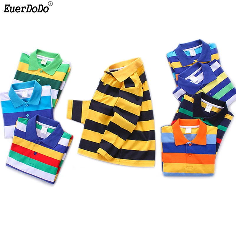 

Boys T Shirt Long Sleeve Striped Polo Shirts For Teenage Boy T-shirt 2-14 Years Kids Spring Autumn Clothes Children T Shirts