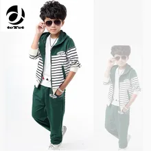 Для детей возрастом от 5 до 14 лет детская одежда в полоску школьная форма для девочек спортивный костюм топ и штаны комплект одежды детский спортивный костюм для девочек