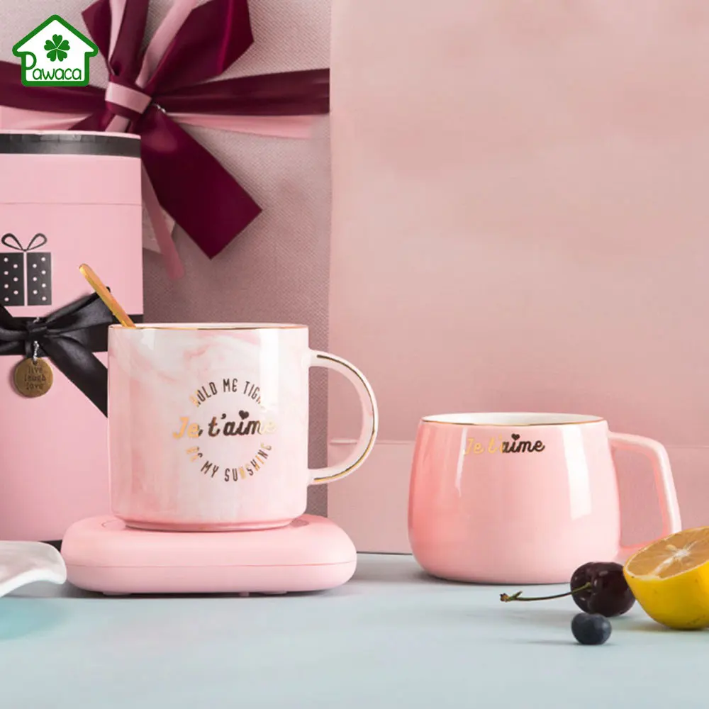 

New Smart Heating Cup US plug Office Electric Heating Thermostat Ceramics Cup Portable Intelligent Thermostat Mug Wonderful Gift