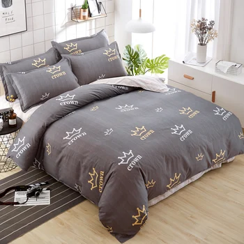 

Crown Pattern Home Textile Stripe 3/4pcs Bedding Set Bed Cover Bed Sheet Duvet Cover Pillowcase Bed Linen Bedclothes Queen