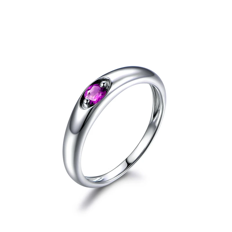 AINUOSHI кольцо с натуральным аметистом 0.25ct круглой огранки 925 пробы Серебряное кольцо пасьянс Трендовое обручальное свадебное ювелирное женское кольцо