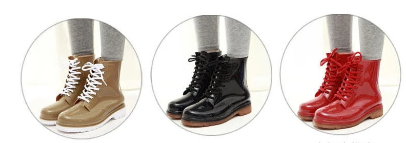 Женская водонепроницаемая обувь из прозрачного ПВХ на плоской подошве со шнуровкой; непромокаемые ботинки martin; женская обувь; нескользящая водонепроницаемая резиновая обувь