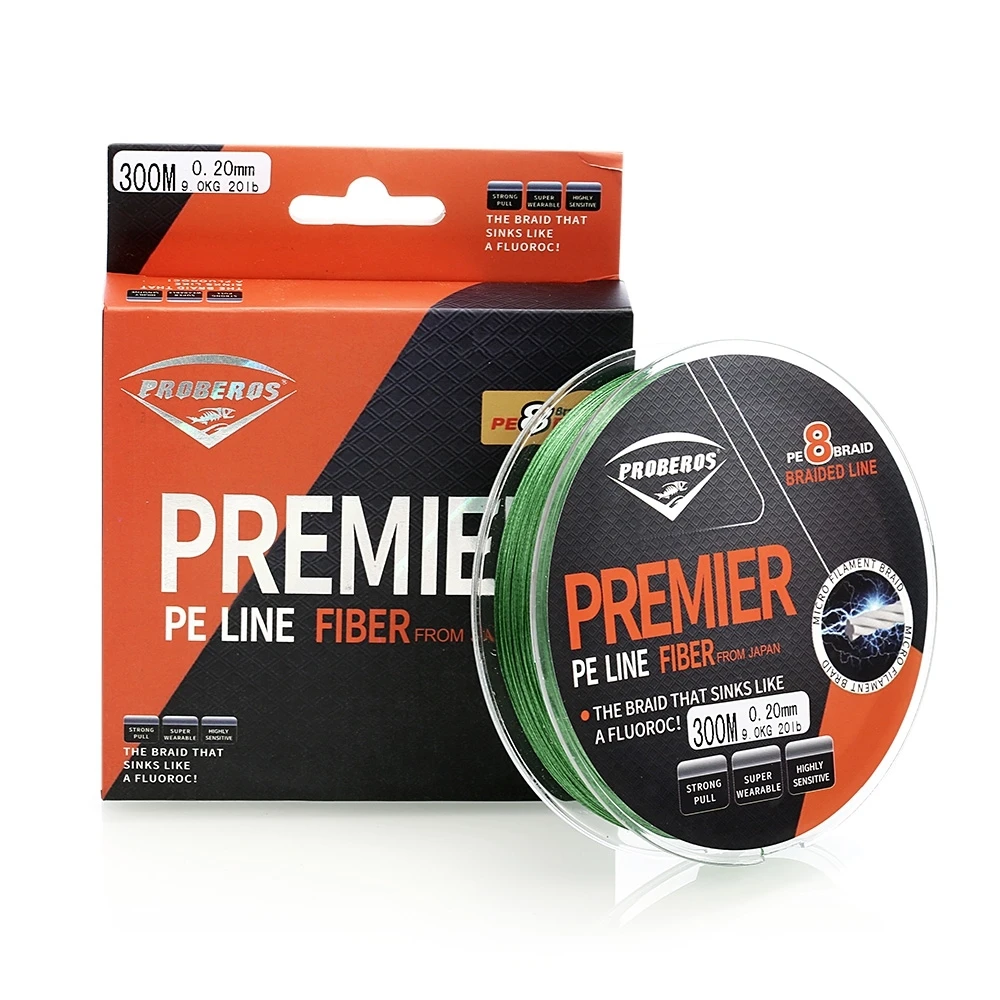 

Pro beros Strong 300M 8 Strand Weaves Fishing Lines PE Braided Multifilament Fishing Rope Wide Angle Braided Technology 10-60LB