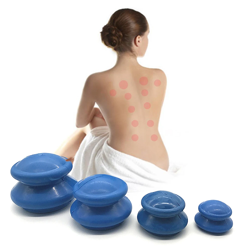 

4PCS Silicone Cupping Cups Cellulite Massager Facial Body Vacuum Cans Massage Moisture Absorber Anti Health Cupping Cup Set