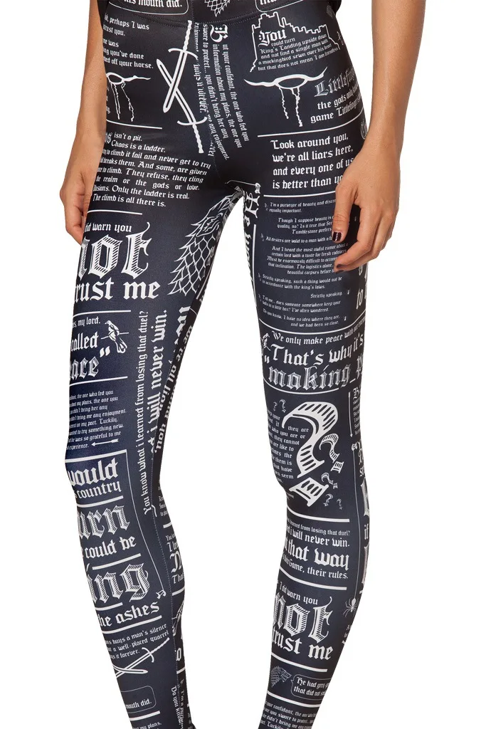 Buy Black News Paper Letter Women Legging Womens