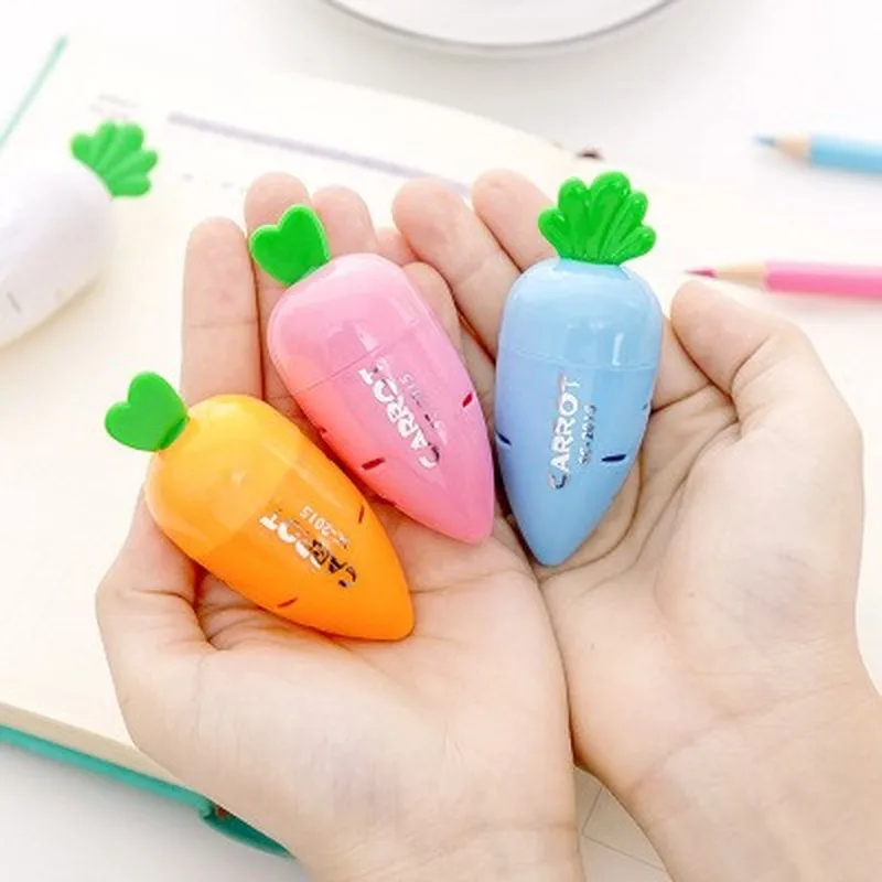 

Cute Kawaii Cartoon Creative Carrot Molding Plastic Pencil Sharpener For Kids School Supplies Stationery Color Random