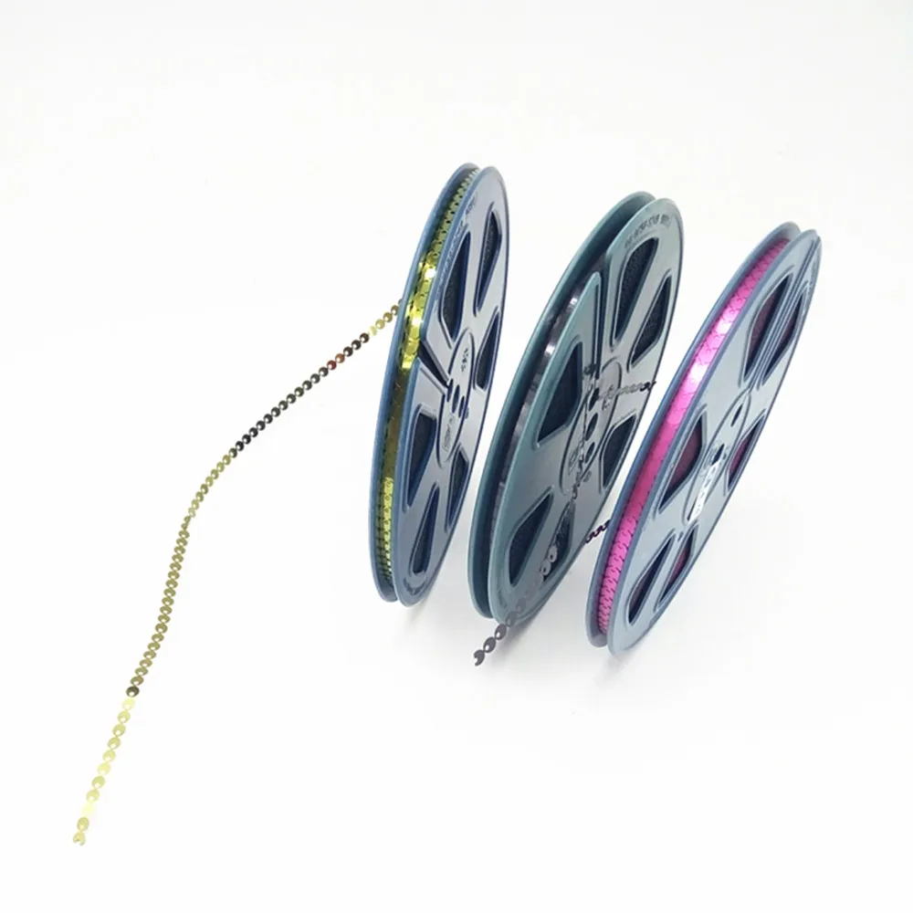 

12pcs Embroidery accessories side hole 3mm flat glitter sequin reel with length 95meters/reel sequins spangle CD for Garment