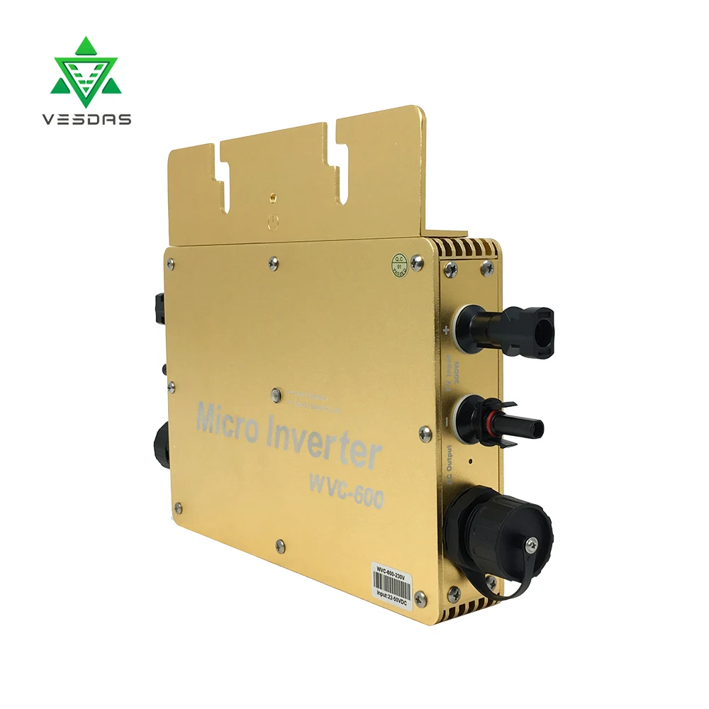 

Vesdas IP65 Waterproof 600W MPPT Grid Tie Micro Inverter 22-50VDC to AC110V/220V Solar Inverter