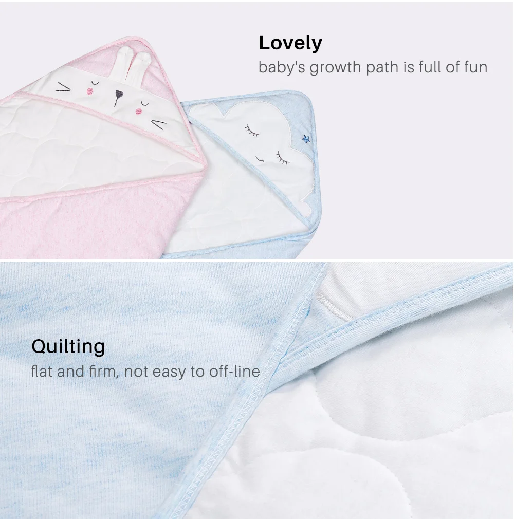 Детские хлопковые стеганые одеяла спальный мешок пеленать подходит для 0-2 лет ребенок розовый/синий