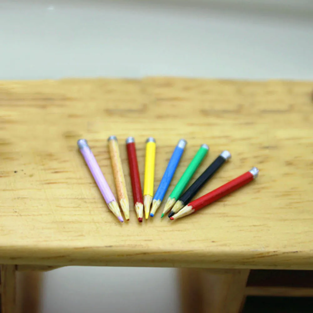 1/12 maison de poupée accessoires miniatures Mini crayons de couleur Simulation modèle jouets pour décoration de maison de poupée