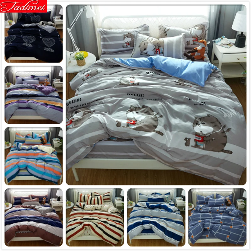 لطيف الحيوان كيتي القط نمط غطاء لحاف 3/4 pcs طقم سرير الكبار الاطفال الطفل لينة أغطية سرير واحد كامل الملكة الملك حجم 150x200