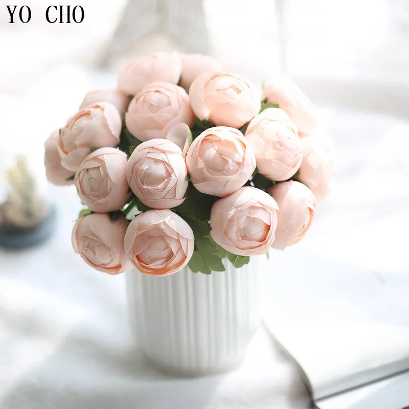 

YO CHO artificial Rosesilk peony bouquet wedding decoration mariage Bridal party Christmas home decoration accessories 7 heads