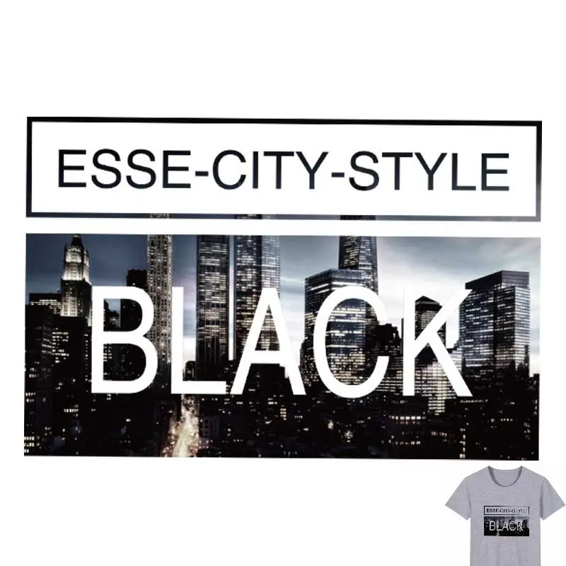 

23x15cm Fashion City Pattern Iron On Patches Stickers Washable Appliques A-level Heat Transfer For T-shirt DIY Accessory Clothes