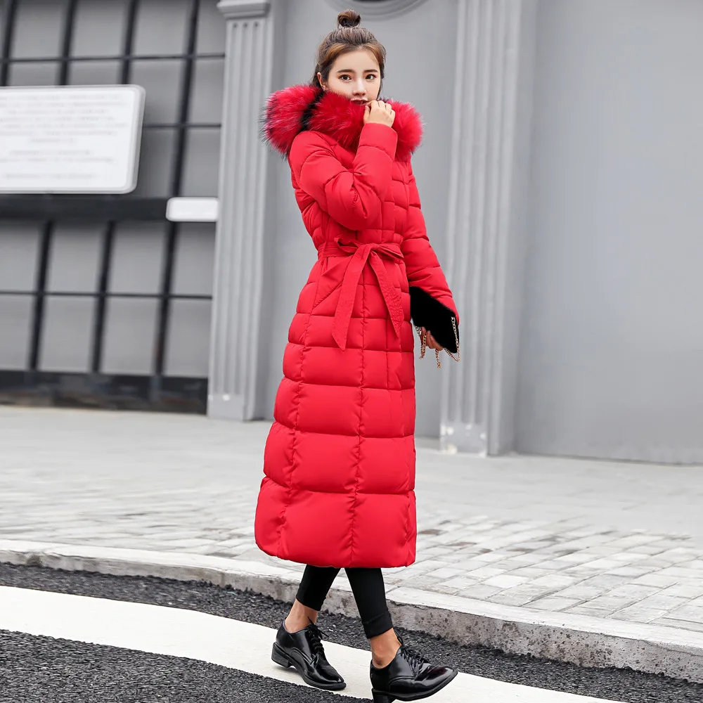 FREE OSTRICH Clothes coat Women Outerwear Fur Hooded Coat Long Cotton-padded Jackets Pocket Coats and Jacket women coat Winter