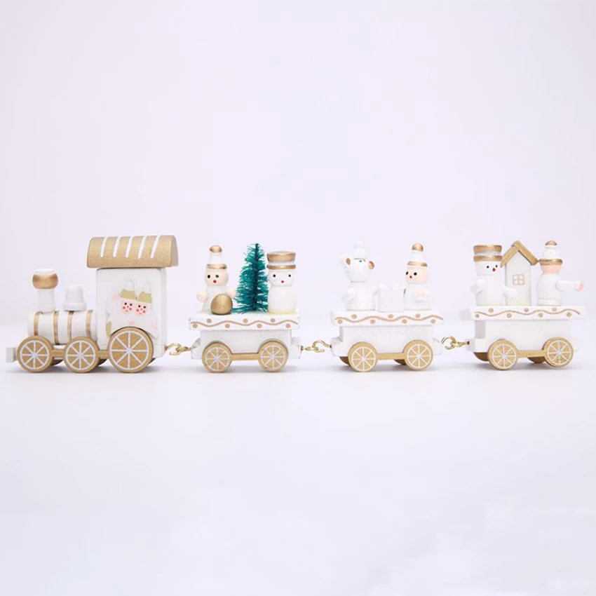 Рождественский трек деревянный Паровозик вагончики игрушки модель автомобиля Рождественские украшения Рождественский подарок для детей