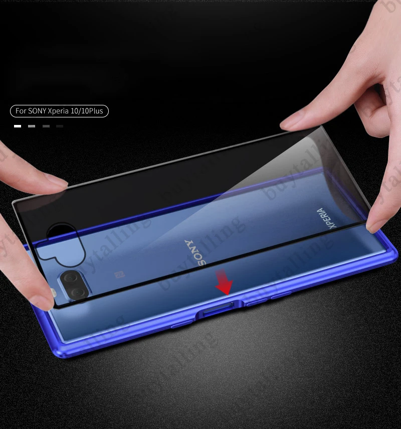 Защитный чехол для телефона sony Xperia 10/10 Plus/A9 /A9S заднее стекло с металлической рамкой Защитная крышка оболочка