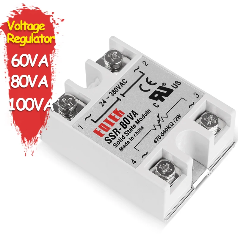 

SSR-60VA 80VA 100VA Single Phase Solid State Relay Volt Shift Voltage Regulator Module Power Regulator Fully Isolated Resistance