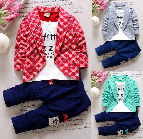 

2017 New Chidren Kids Boys Clothing party Set Autumn  Coat Suits Fall Cotton Baby Boys Clothes jacket + pant 2-Piece Suit Set