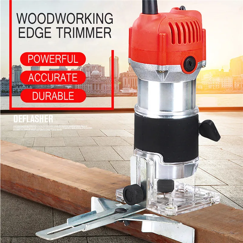 

Wood Electric Hand Trimmer 220V 800W 30000r/min Collet 6.35mm AU Plug Corded Wood Laminator Router Joiners Aluminum Power Tools