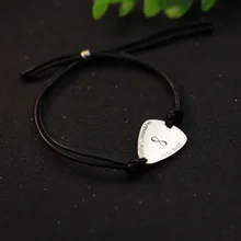 font b Engraved b font Name Infinity Symbol Guitar Pick Bracelet Stamped Message Men s