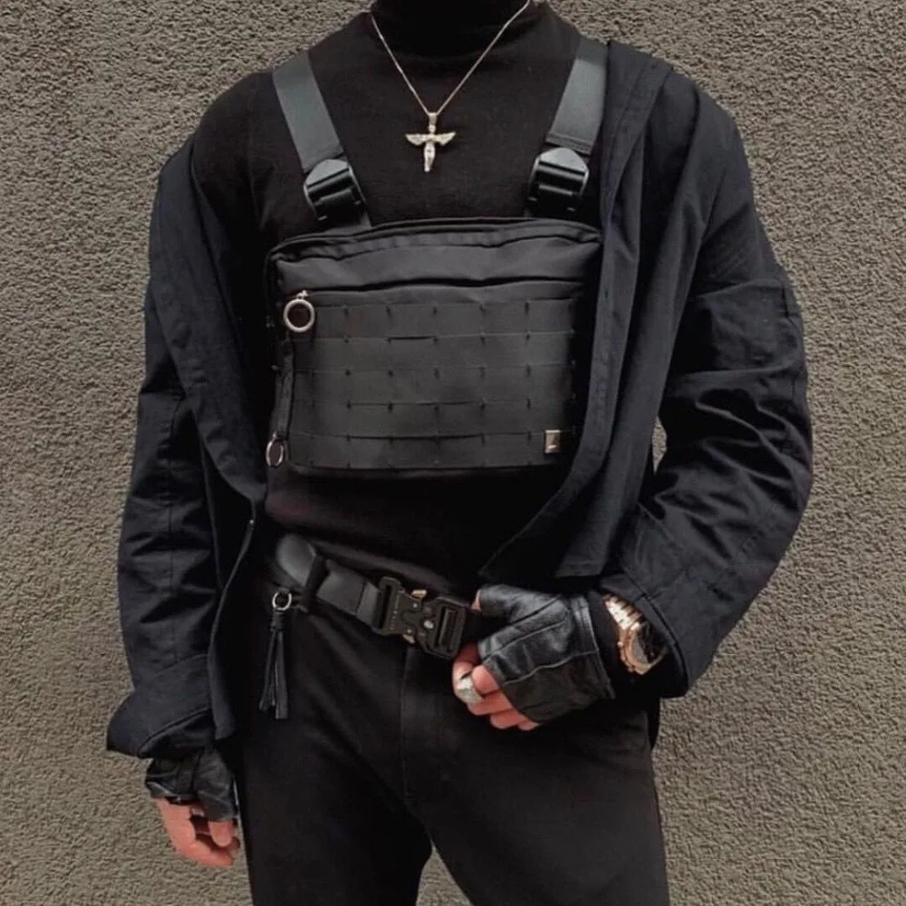 Сумка на грудь в стиле панк, сумка в стиле хип-хоп, уличная сумка, функциональная Тактическая Военная нагрудная сумка для мужчин, сумка на плечо Kanye West, поясная сумка