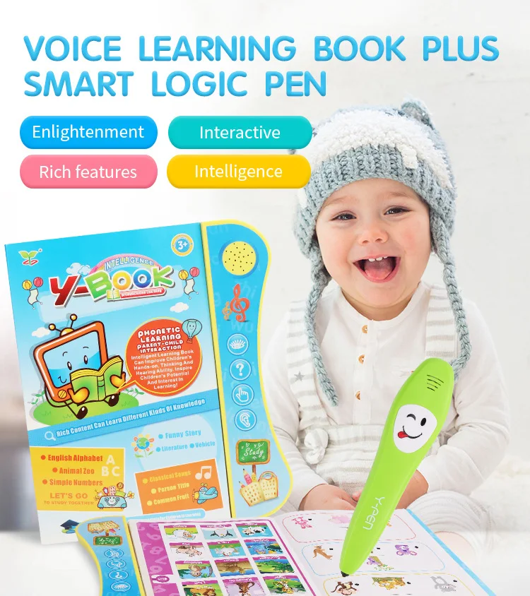 Livro de Aprendizagem com Lógica Educativos para Crianças Multi-função Inglês Eletrônico Leitura Inteligente Caneta Pai-criança Interação Brinquedos Mod. 268943 2 Computers & Electronics
