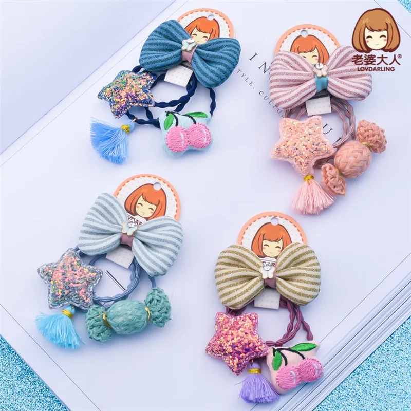

4pcs/lot New Girls Cute Cherry Bow Hairring Princess Headwear Hair Holder Children Headbands Kids Hair Accessories
