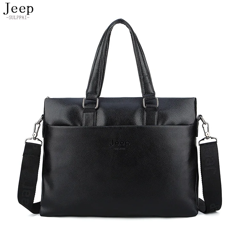 

SULPPAIjeep high quality laptop briefcase 14 inch business bag office leather handbag large capacity shoulder bag PI824