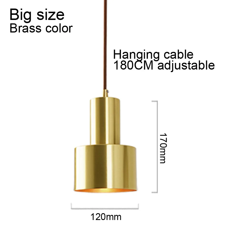 Европейский скандинавский небольшой медный латунный подвесной светильник, светодиодный современный подвесной светильник золотого цвета, светильник для спальни, столовой, светодиодный подвесной светильник - Цвет корпуса: Brass big size