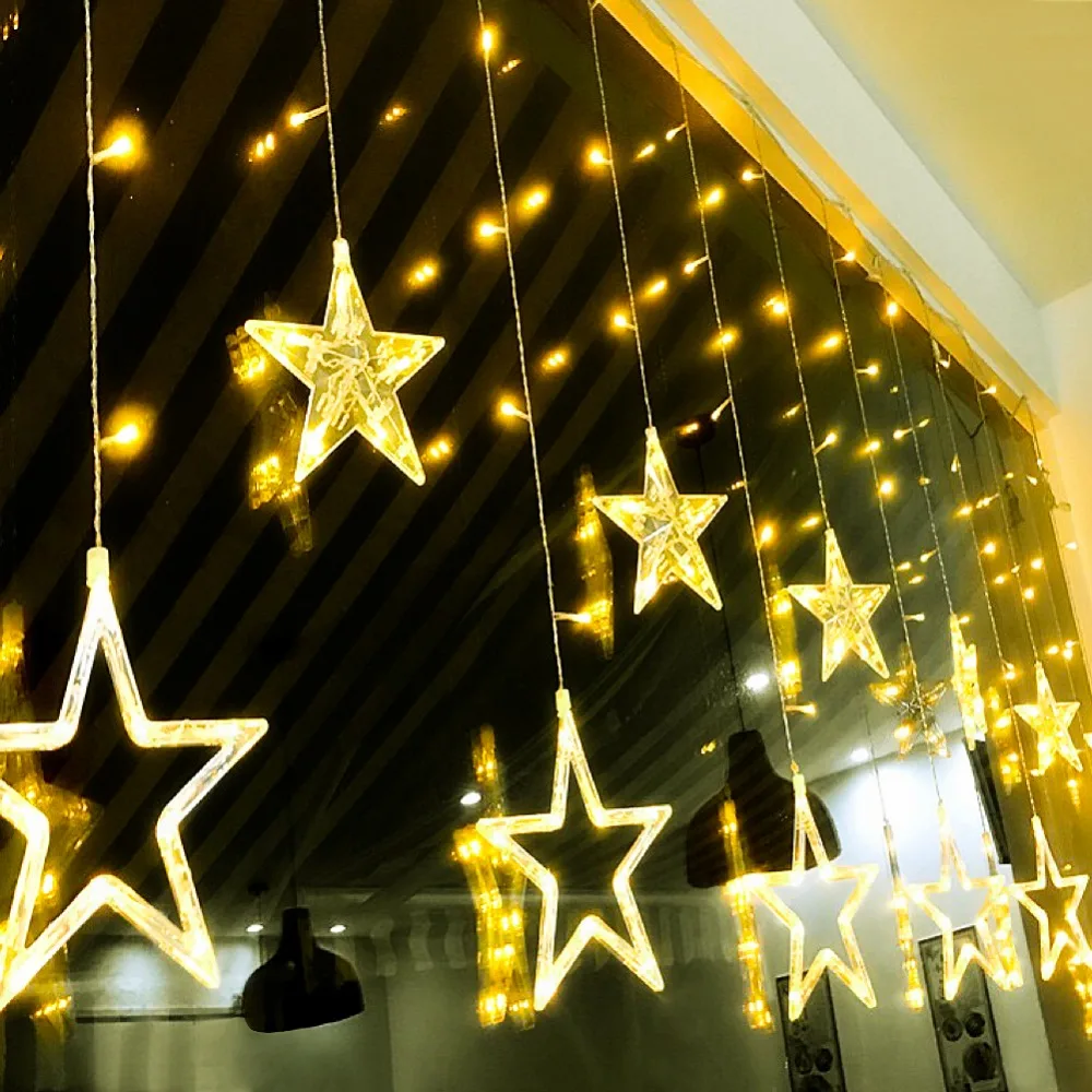 

Night Light LED String Star Fairy Lights Garland AC 220V EU Plug Power Waterproof Wire Lamp Strings Outdoor Christmas Decoration