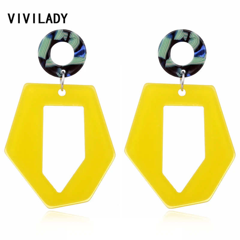 

VIVILADY Statement Geometric Hyperbole Drop Dangle Earrings Women Acrylic Boho Wedding Jewelry Accessory Brinco Engagement Gift