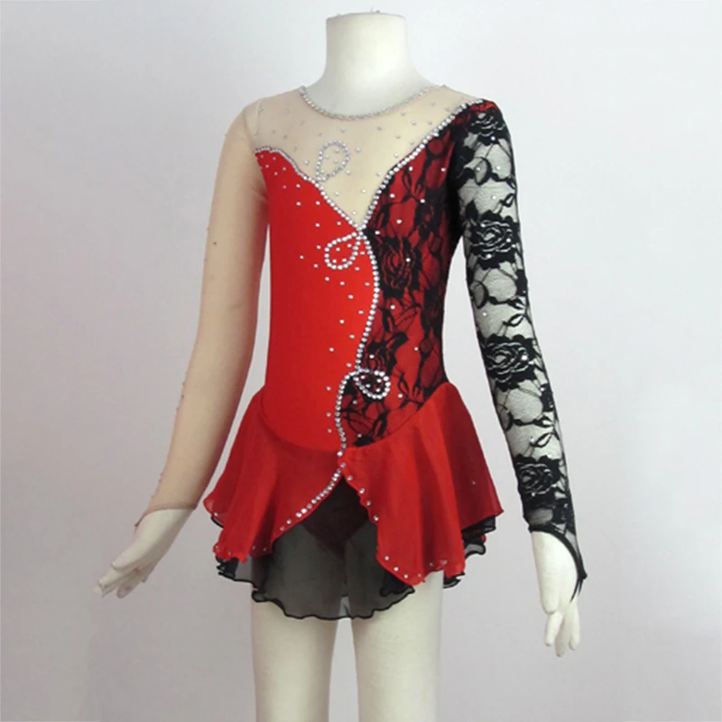 NEW Girls RED CHIFFON Lace BALLET Twirling Competition FIGURE ICE SKATING Dress NEW Girls RED CHIFFON Lace BALLET Twirling Competition FIGURE ICE SKATING Dress